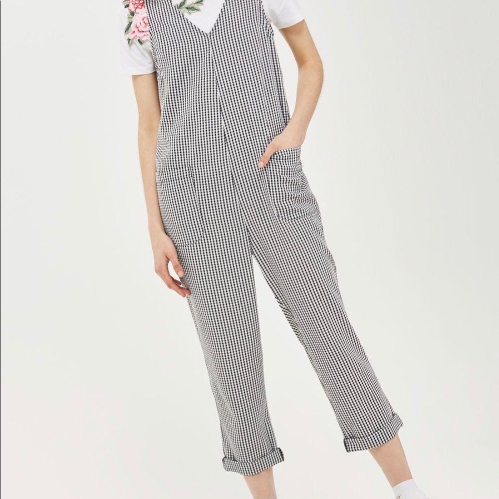 Topshop Gingham Jumpsuit sz 10
